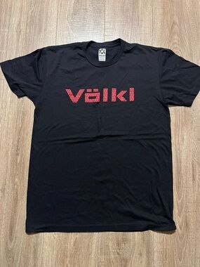 Völkl Men's Black Short-Sleeve Tee with Red Logo Print